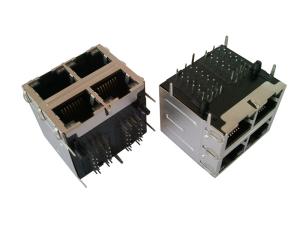 China PA46 Housing 4 Port RJ45 Bicolor LED Internal Transformer Meet IEEE802.3 Standard wholesale