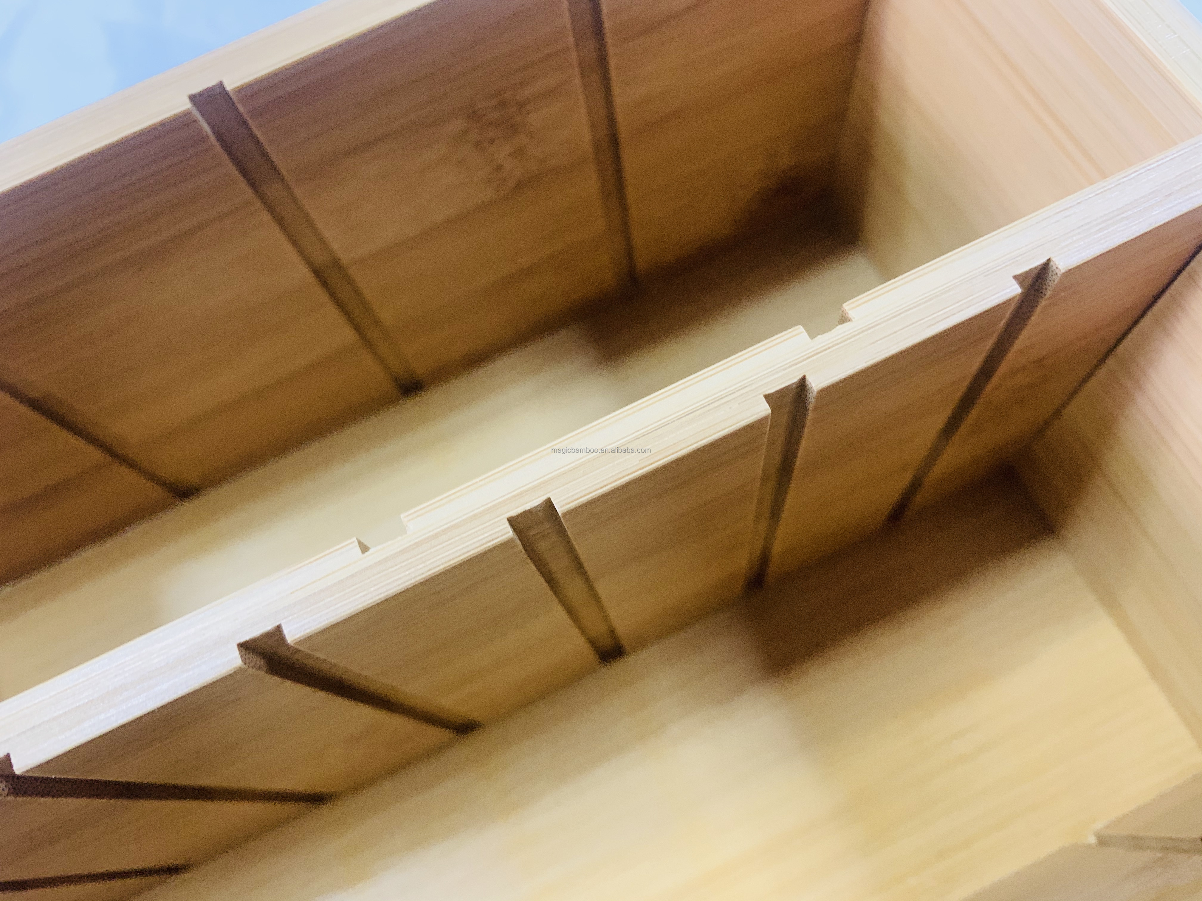 Pull Partition Bamboo Cosmetic Containers Wooden Makeup Box