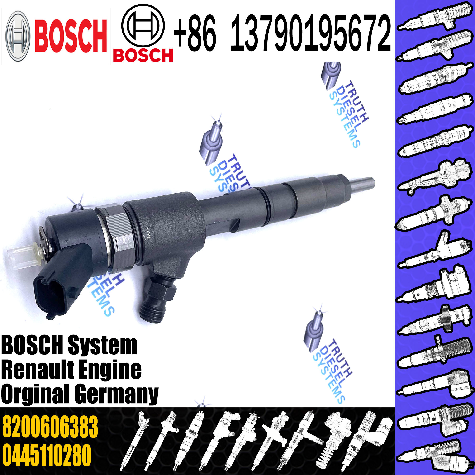 8200606383 BOSCH Diesel Injector ISO Diesel Engine Fuel Parts