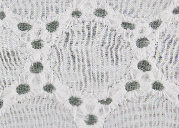 130CM White Cotton Eyelet Lace Fabric Openwork Circle Lace Design Dress Fabric