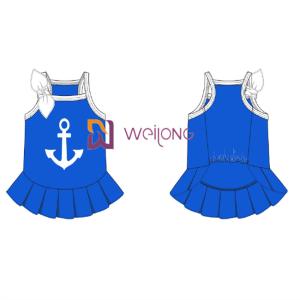 China Customized Cvc Jersey Sailor Anchor Pet Dress Breathable Dog Dress Female wholesale