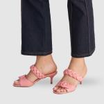 Leather 4cm High Heel Slippers For Ladies Customized Size EUR 35-40