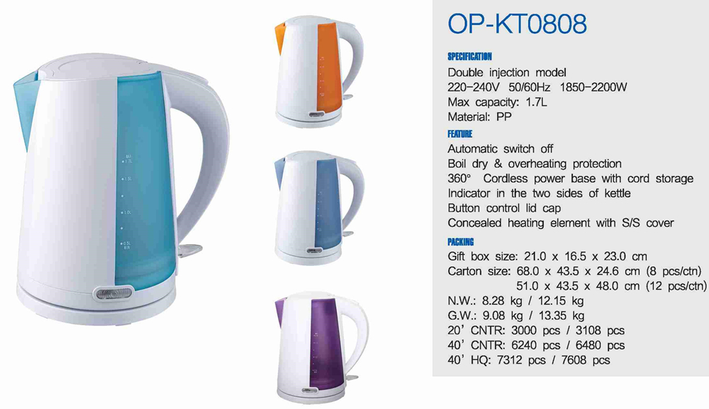 Auto Shut-off Electric Water Kettle with Fast Heating Speed and Electric Power Source
