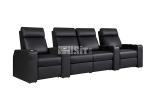 Contemporary Theater Seating Black Leather Soft Upholstery Recliner For Softness