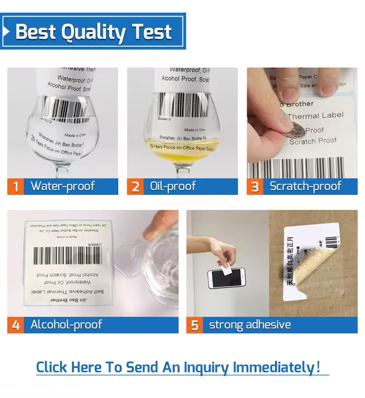 Barcode Printer Thermal Roll Labels Adhesive Direct Thermal Paper Customized