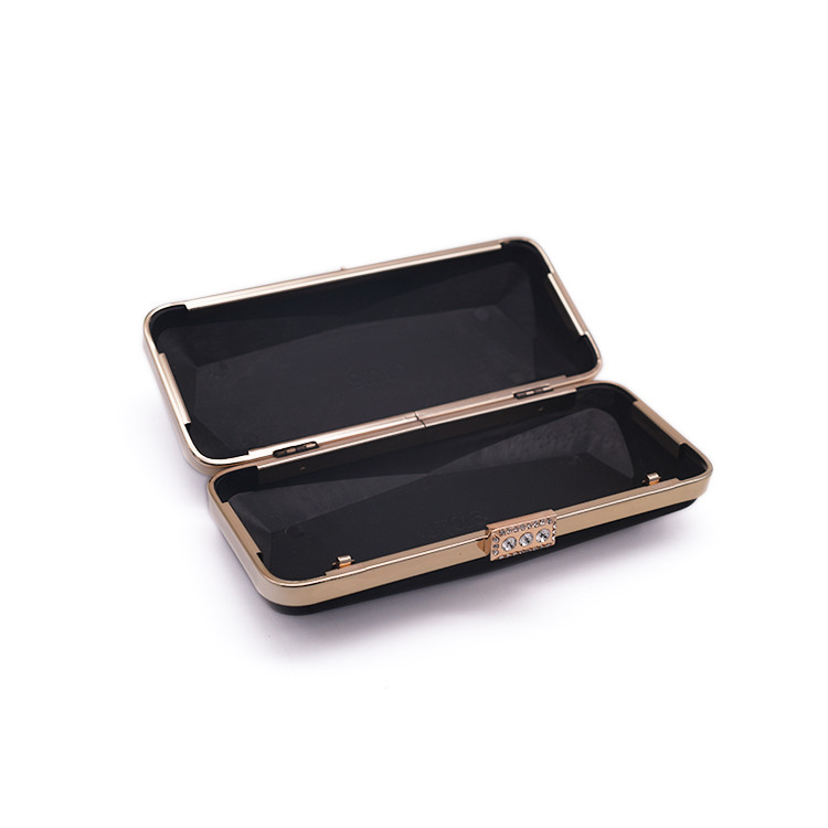 DIY Shiny Metal Lock Rectangle Box Clutch Frame 22*9cm
