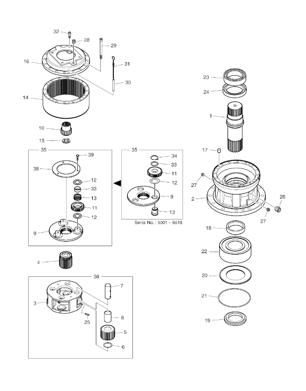 130426-00014 FOR DOOSAN DX340LCA DX340LCA-K SWING REDUCTION GEAR HYDRAULIC SWING MOTOR SWING GEARBOX SWING DEVICE (REAR) DRIVE GP-SWING EXCAVATORS