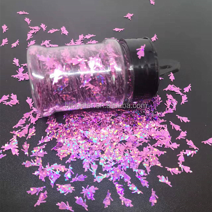 Dancing Girl Glitter Shaped DIY Manual Crystal Mud Filling Nail Art Flowers PET Occasion Wedding Party Home Decoration