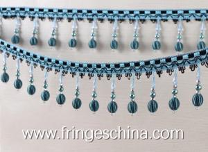 China Newest lantern design handmade polyester curtain lace beaded fringes tassels wholesale
