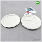 Biodegradable Sugarcane 10 Inch 3-Compartments Plate-HeavyDuty Plate, Natural