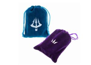 China 9 x 11.5cm Drawstring Gift Bags , Purple And Blue Soft Velvet Jewelry Bag wholesale