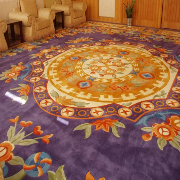 Chinese Style Handmade Woollen Carpet / Hand Tufted Wool Rug Firproof Feature
