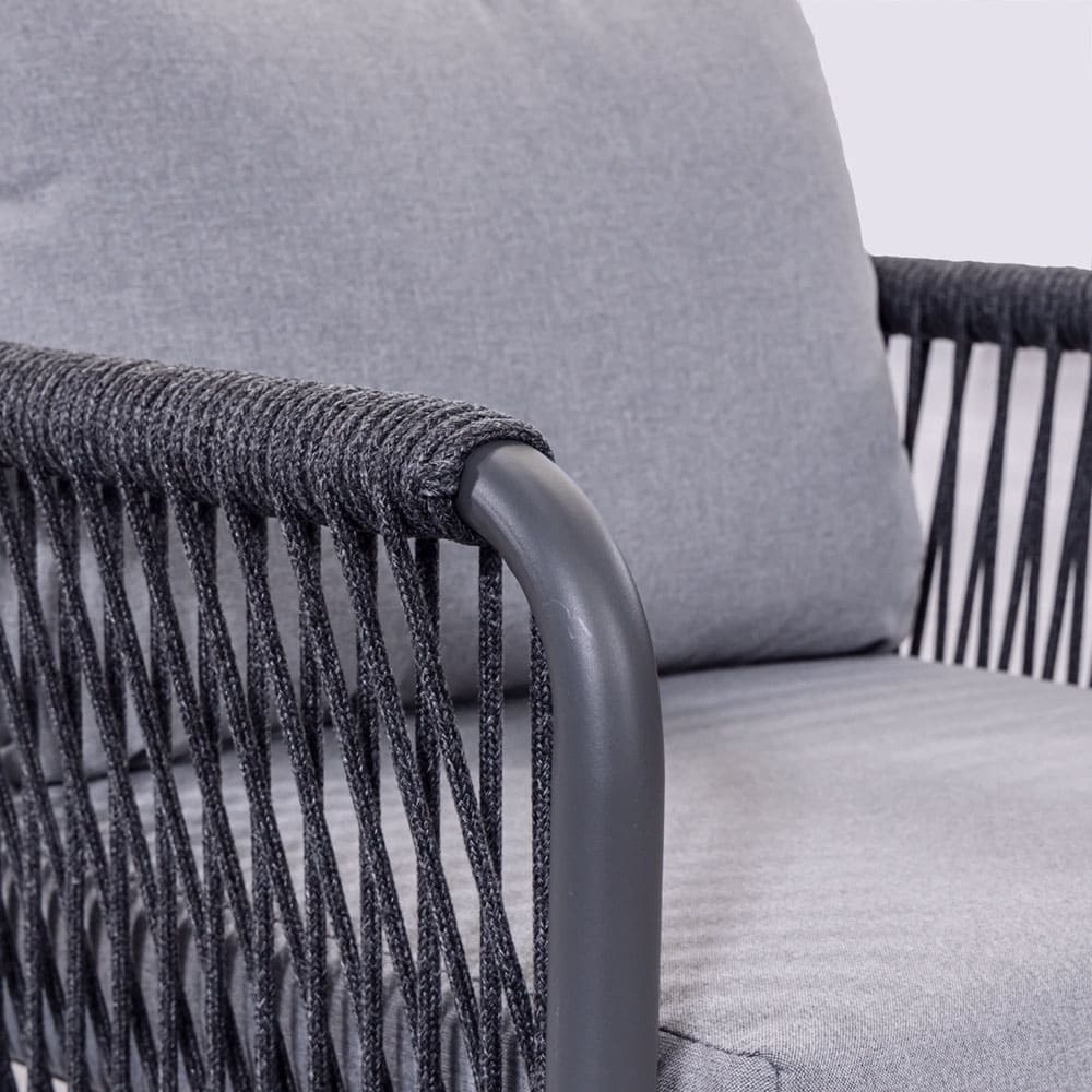Aluminum Frame AJUNION Rope Weave Garden Furniture Lounge Sofa Set with HPL Tabletop