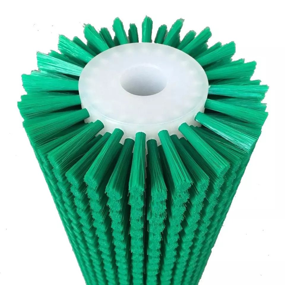Industrial Green Nylon Roller Cleaning Cylinder Brush For Vegetable Cleaning Fruit Cleaning Roller Brush