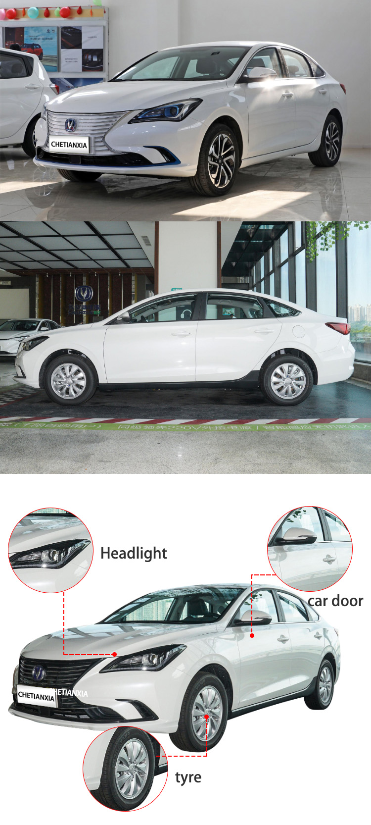 White Changan Used Car 4 Wheel 4 Door Small Car Pure Electric
