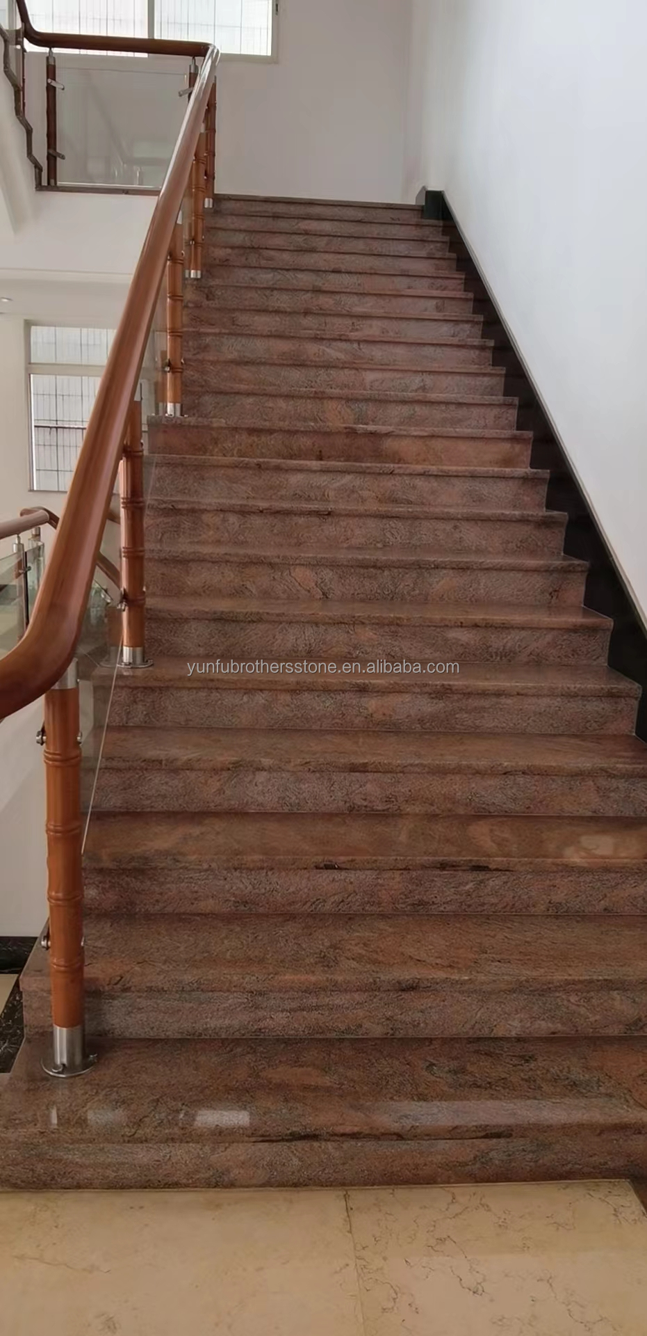 Modern Cut-To-Size Red Granite Stairs and Floor Tiles with Polished Anti Slip Surface