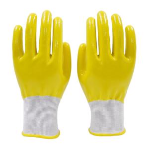 China 15 Gauge 70g Oil-Resistant Nitrile Work Gloves Waterproof Protective Polyester Gloves wholesale