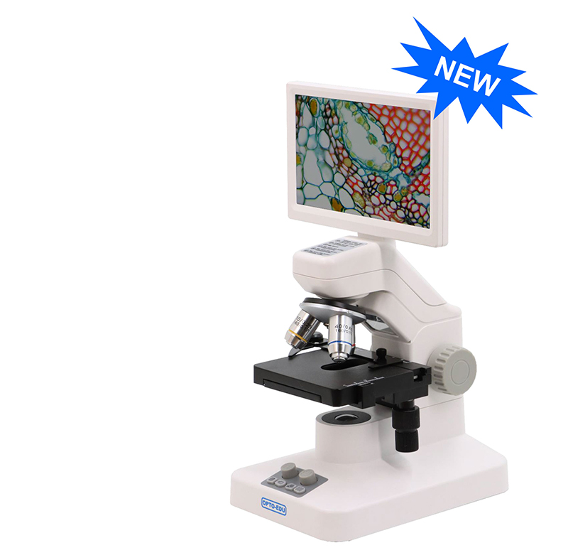 OPTO-EDU A33.5130 Digital Microscope with LED Lights Triple Nosepiece and 8MP Camera