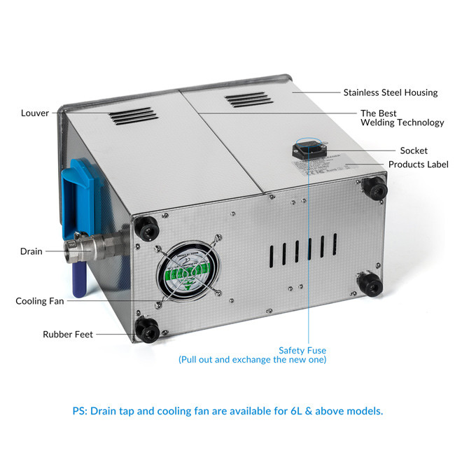 CE FCC PSE ROHS SUS304 6L Manual Ultrasonic Cleaner For Tools Parts