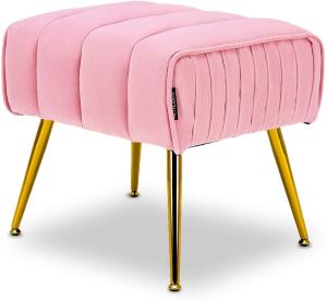 China Tufted Footrest Modern Ottoman Stool Trapezoid Gold Tone Metal Legs Durable wholesale