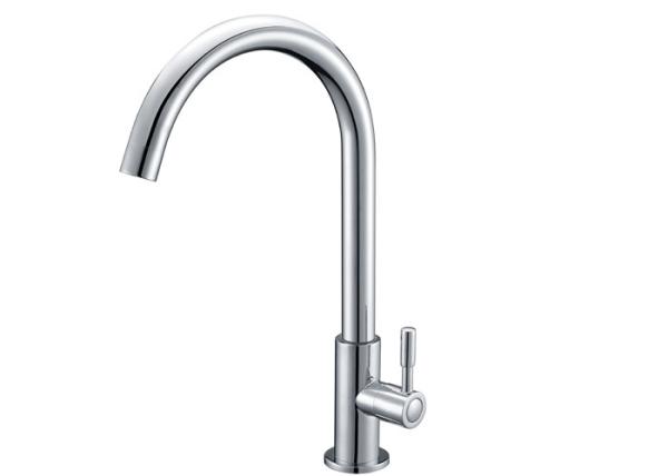 Quality Kitchen Single Handle Sink Faucets Brass Chrome Plated Deck Mounted for sale