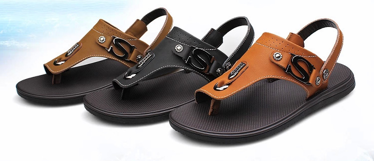 Comfortable Mens Leather Slippers Shoes With Genuine Leather Upper