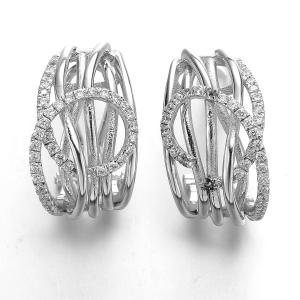 China Strip Mosaic Structure 925 Silver CZ Earrings Vivienne Westwood Earrings wholesale