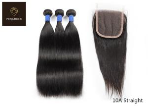 China High Grade 66.04cm 26inch Virgin Straight Hair Bundles With Frontal wholesale