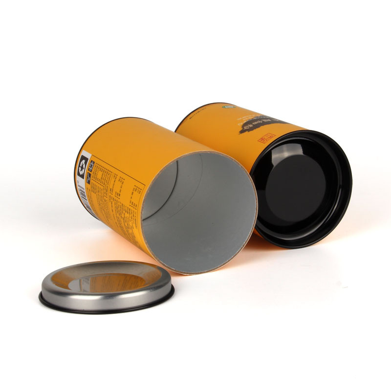 Cardboard And Metal Airtight Gift Tube Packaging Tobacco / Cookies Use Orange