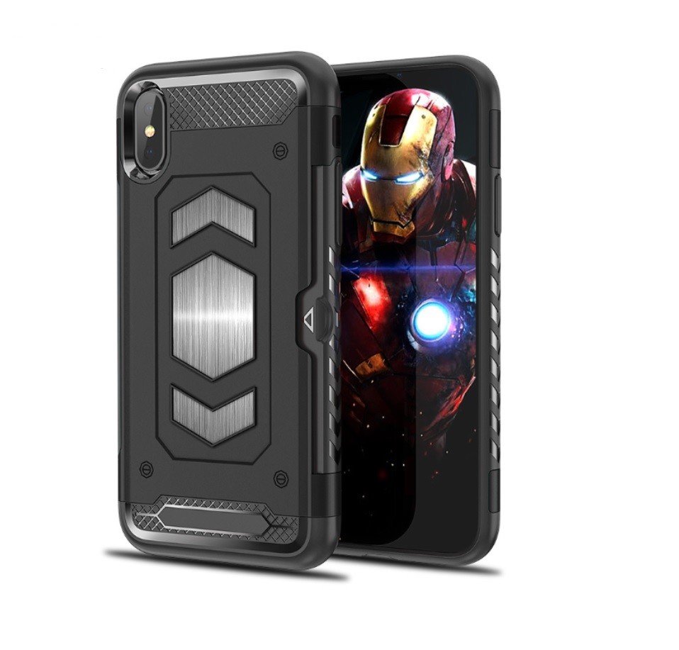 Color Black Red Armor Fitted Case with Card Pocket Magnetic Car Mount For Samsung S9 S8 PLUS NOTE9 J3 2018 J400 J7 Prime