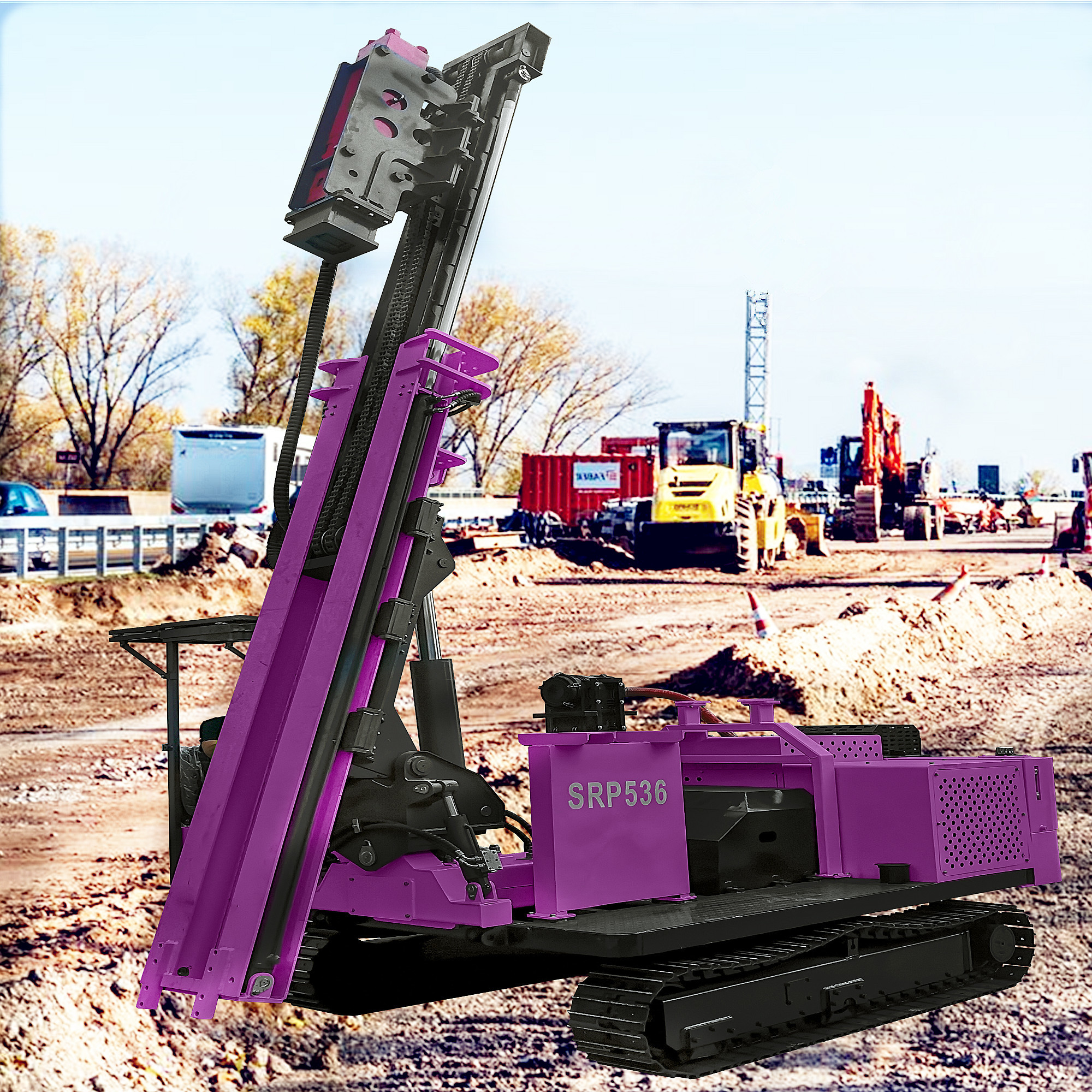 Solar Pile Driver Machine Hydraulic Portable Pile Driver Screw Pile Driving Equipment with Rotary Torque 10000N.m