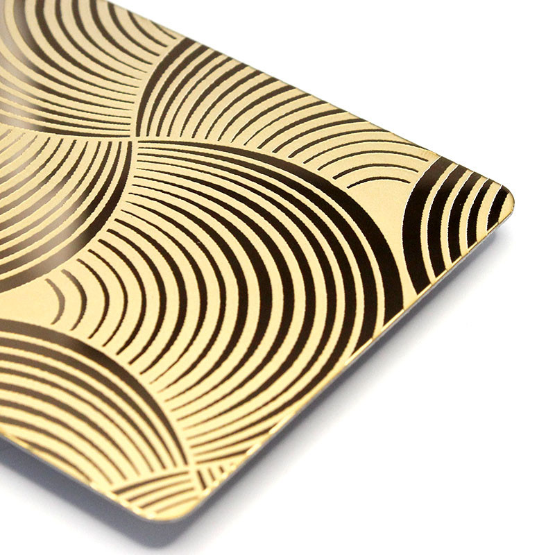 8K Mirror Etched Gold Color Art Stainless Steel Decorative Sheet 4FT X 8FT For Interior Wall