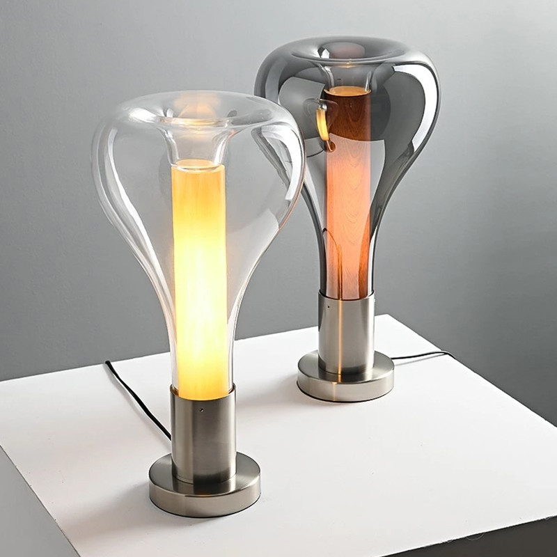 Classic Home Decor Bedroom Portable Table Lamp Amber Decor Glass Shade bedroom table lamps
