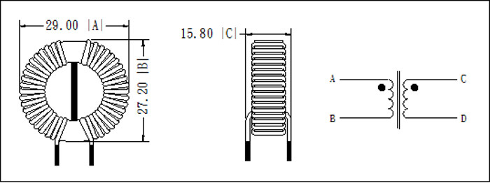 Professional Common Mode Choke Inductor / Ferrite Core Toroid Inductor Size Customized
