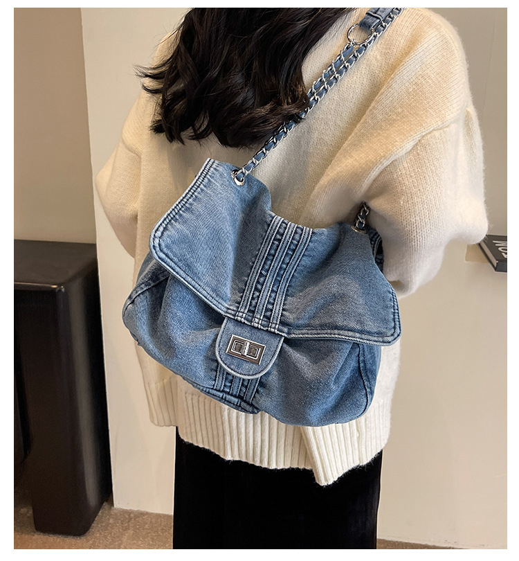 Cloth Denim Women's Tote Bags Big Capacity Vintage Style Ladies Fashion Shoulder Bags