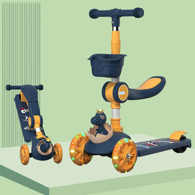 Tricycle Style Foldable Height Adjustable Scooter for Kids Ages 3-12 Max Load 200 LBS
