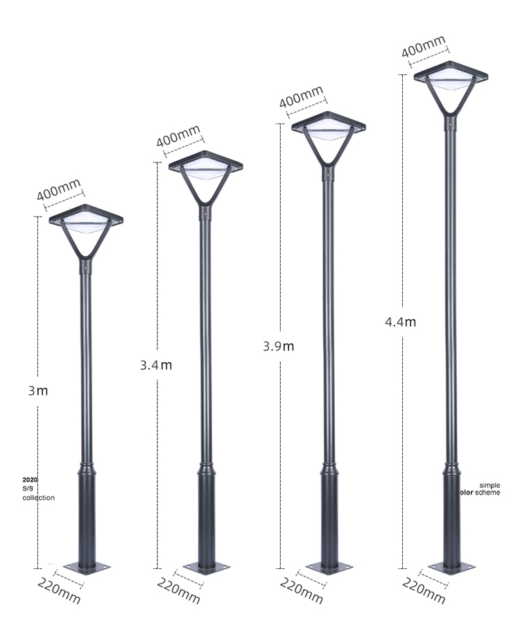 20W 5V Aluminum Body IP65 Solar Garden Light Square Landscape Lighting For Villas