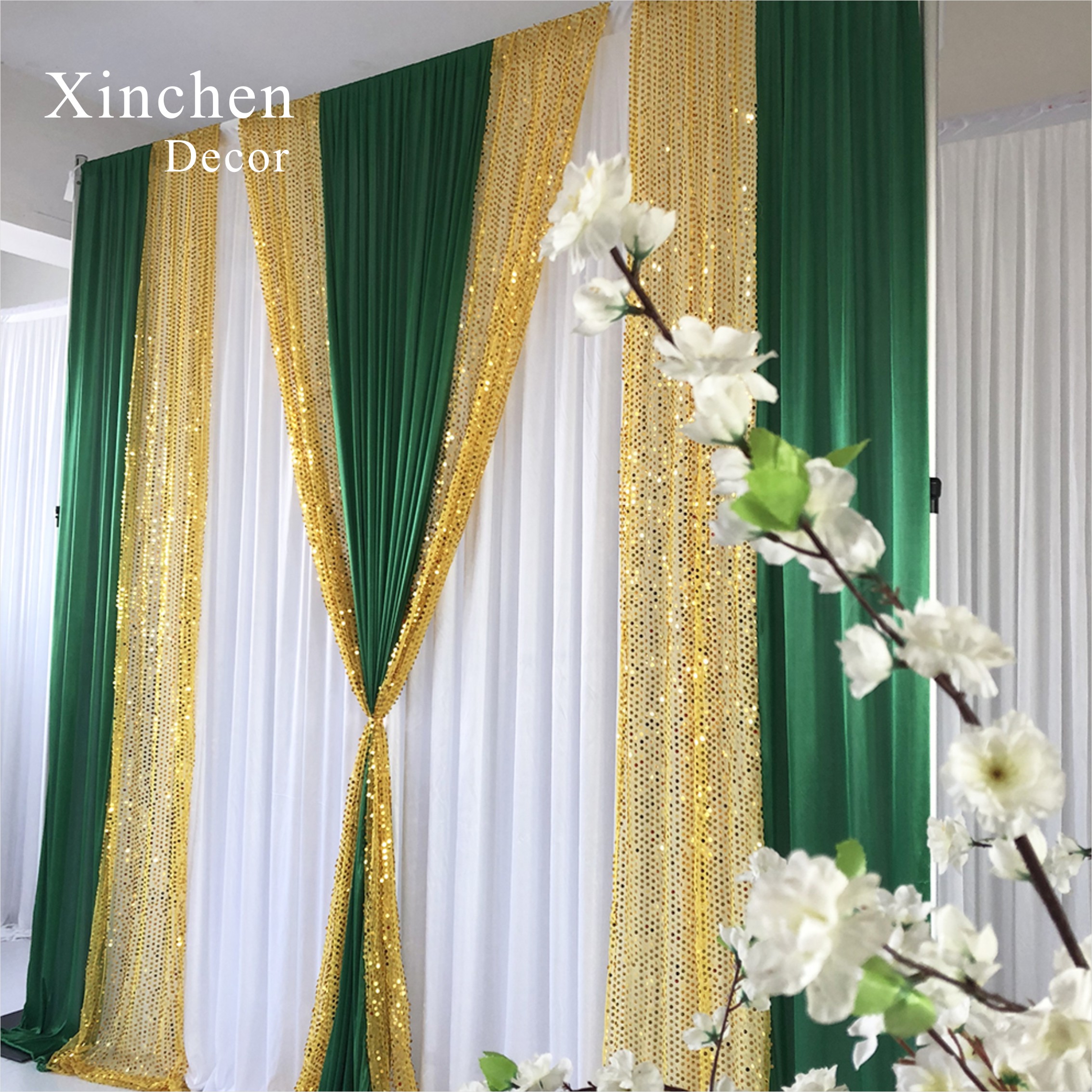 SX-387 Beautiful Wedding Stage Decorative White Drapery Hanging Ceiling Drapes
