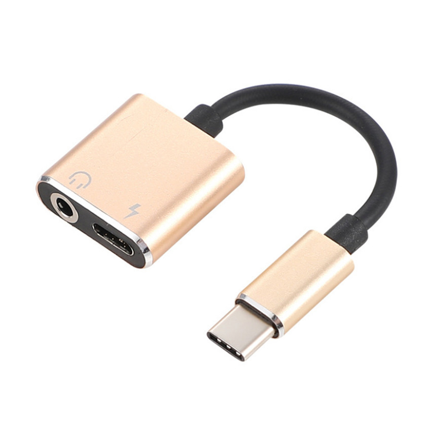 2.1A Glare 3.5mm Audio Cable Aluminum 2 In 1 Earphone Adapter