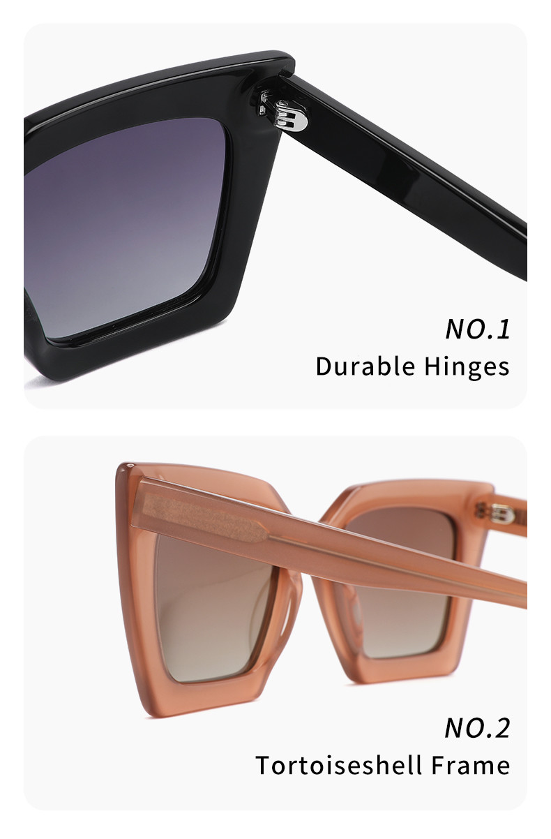 Full Rim Square Acetate Sunglasses Durable , Cat Eye Oversized Shades Glasses