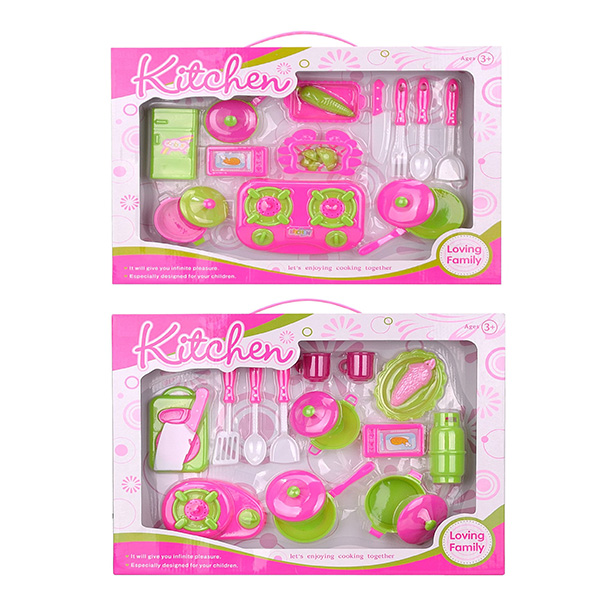 17 " Little Girls Pretend Play Food Toys , Plastic Mini Play Kitchen Utensils 20 Pcs