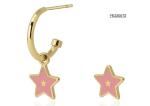 Cute Pink Childlike Star Hoop Earrings 18K Gold Stainless Steel Earrings