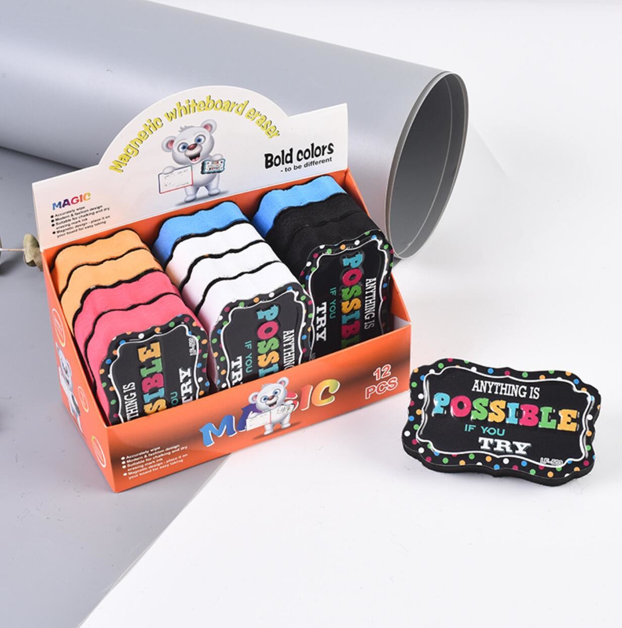 Pencil Shape Eva Magnetic Mini Whiteboard Erasers Felt Foam
