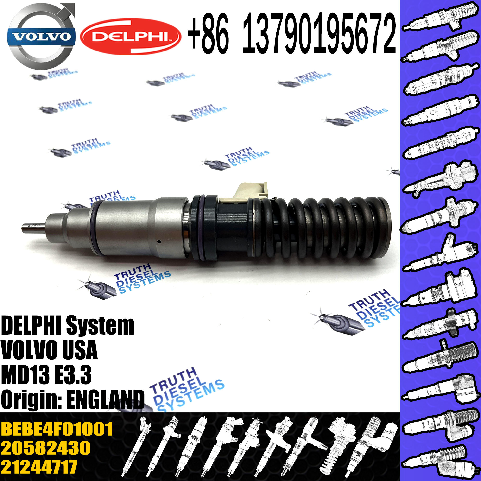 common rail injector 21244717 BEBE4F01001 for VOL D13 engine diesel injector nozzle 21244717 BEBE4F01001 85003109