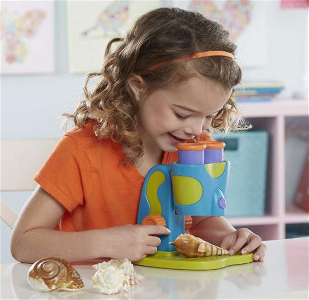 Children's LED Double Hole Microscope Magnifier 8x for Science Toys Plastic Material