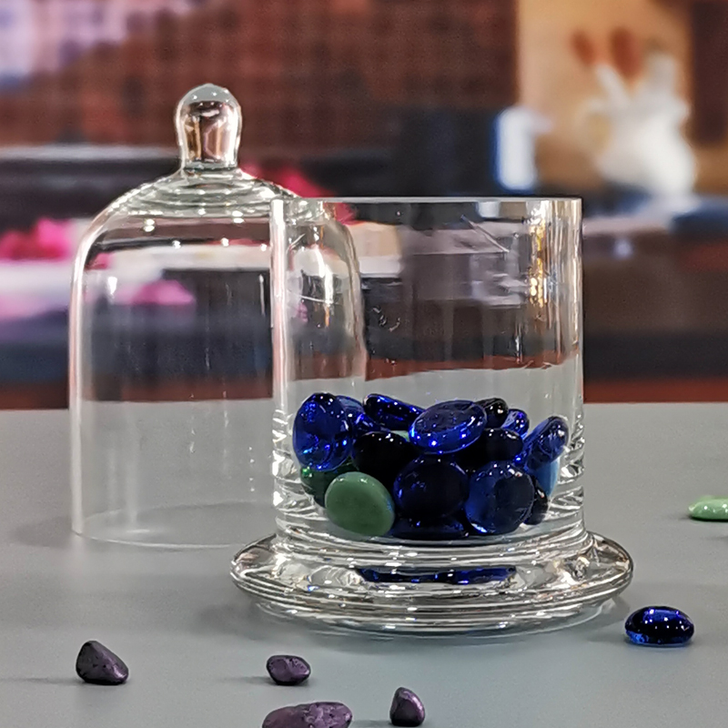 Customized Color Glass Cloche Jar with Bell Dome Glass Lid For Candle Wax
