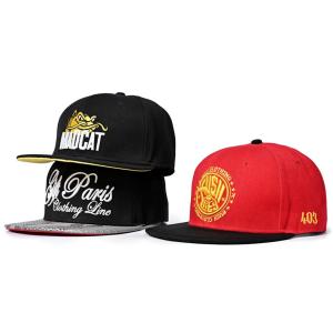 China 100% Acrylic Gold Thread New Era Snapback Caps Embroidery 48cm Flat Leather Brim wholesale