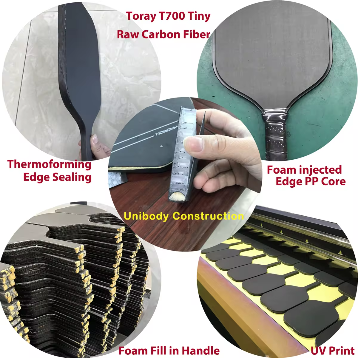 16mm Dynamic Air Throat Thermoformed T700 Carbon Fiber Pickleball Propeller Paddle