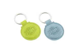 China Debossing Logo PU Leather Key Chains Holder Round 6.5mm Thickness wholesale