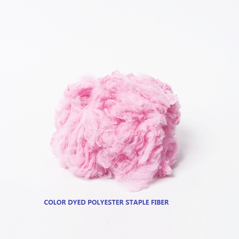 Compressed Chopped Recycled Polyester Fiber Dyeing Pink Color Filling Material